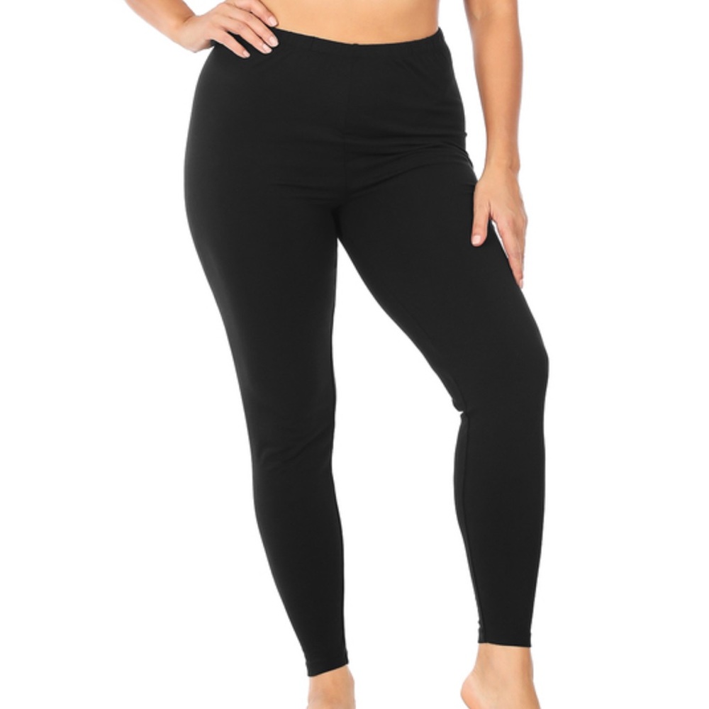PLUS Premium Cotton Black Full Length Leggings